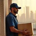 Courier delivering a package in Dubai